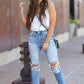 Vintage Distressed Ripped Skinny Jeans - 7 Semicolon Couture