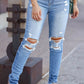 Vintage Distressed Ripped Skinny Jeans - 7 Semicolon Couture