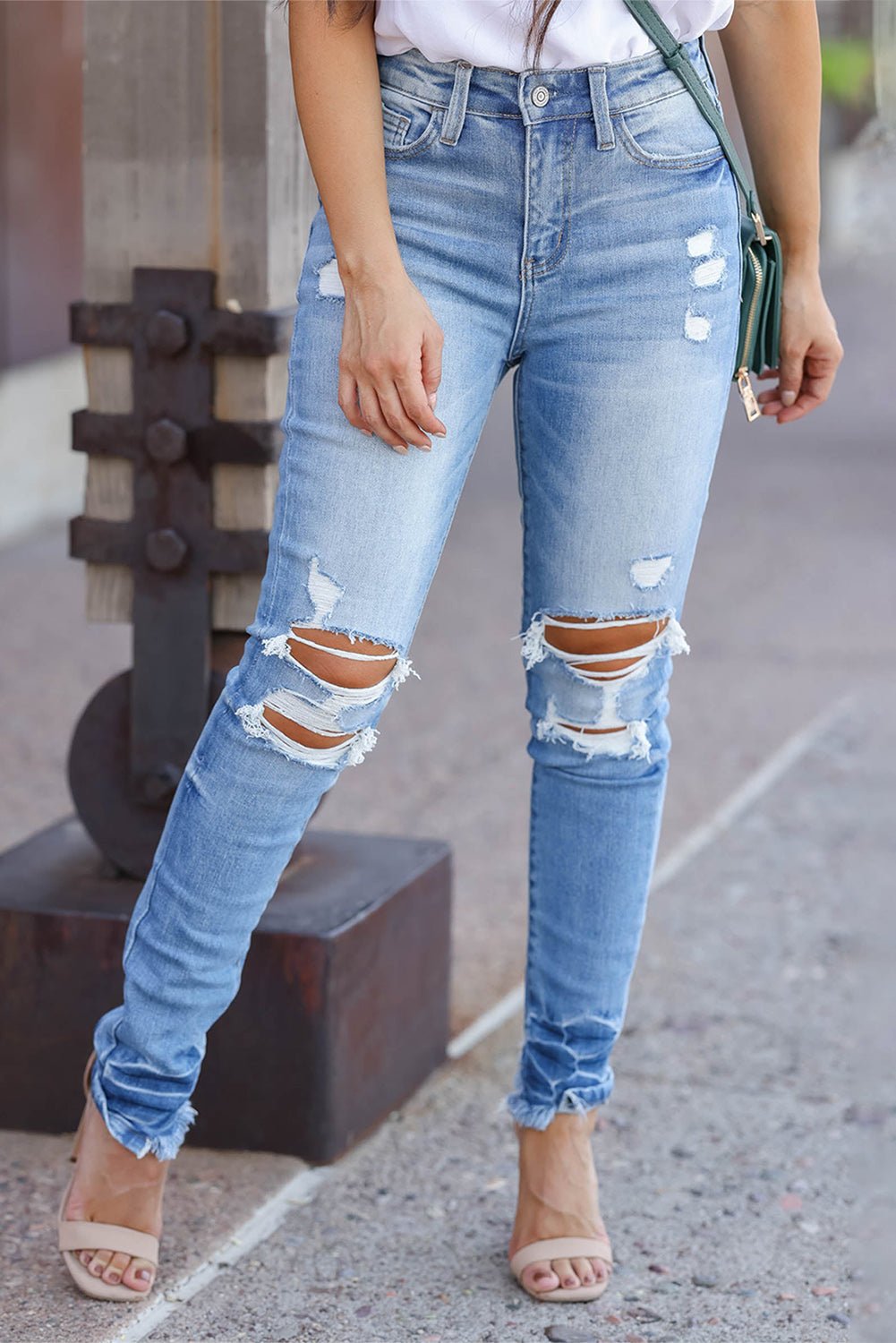 Vintage Distressed Ripped Skinny Jeans - 7 Semicolon Couture