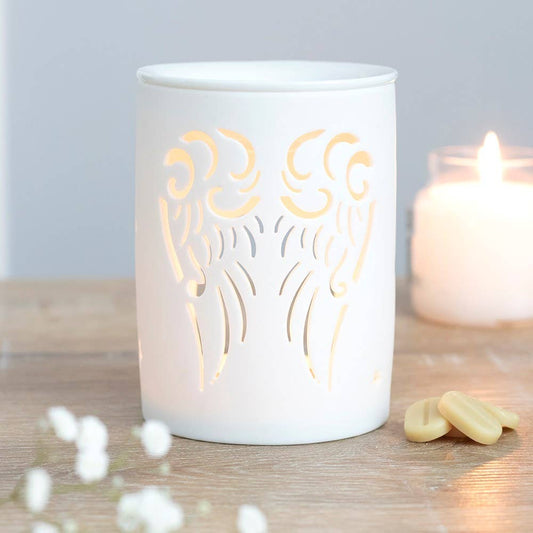 White Angel Wings Cut Out Oil Burner and Wax Warmer - 7 Semicolon Couture