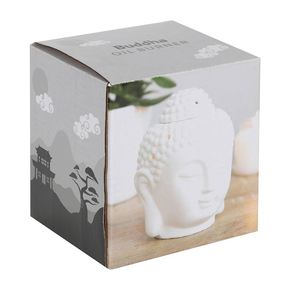 White Buddha Head Oil Burner and Wax Warmer - 7 Semicolon Couture