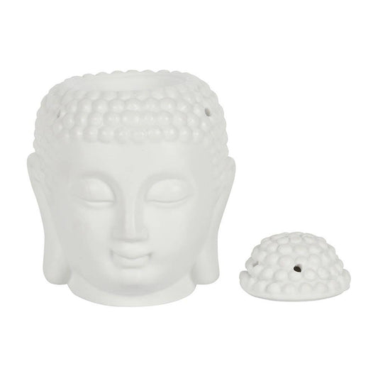 White Buddha Head Oil Burner and Wax Warmer - 7 Semicolon Couture