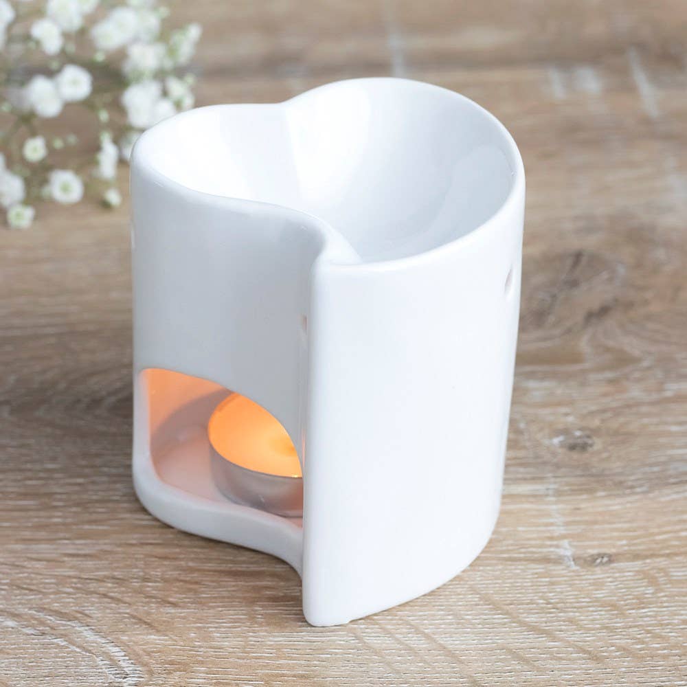 White Heart Oil Burner and Wax Warmer - 7 Semicolon Couture