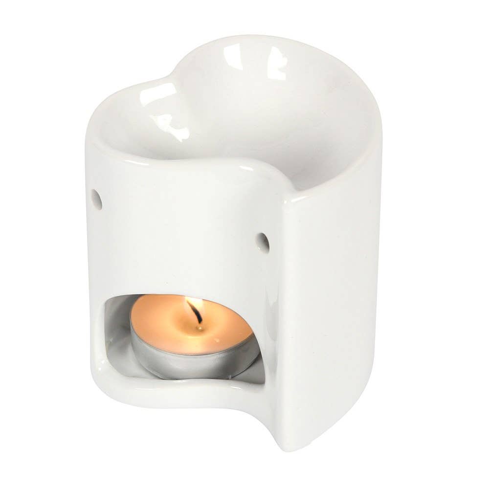 White Heart Oil Burner and Wax Warmer - 7 Semicolon Couture