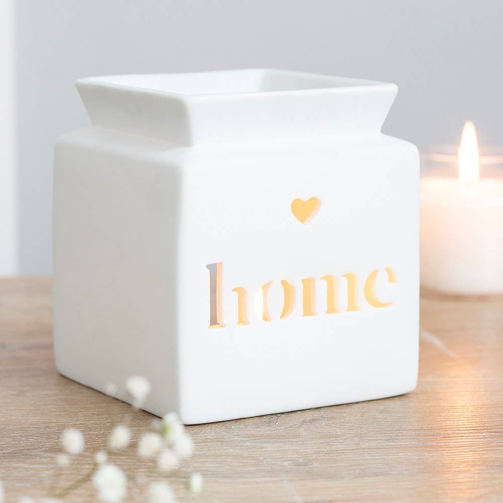 White Home Cut Out Oil Burner and Wax Warmer - 7 Semicolon Couture