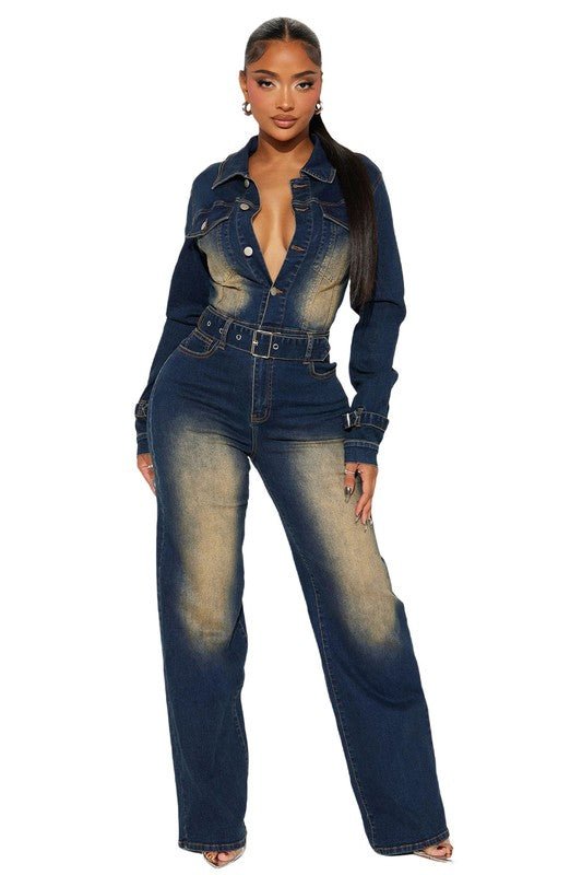 WOMEN DENIM SEXY JUMPSUIT - 7 Semicolon Couture