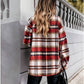 WOOLEN SHIRT LONG - SLEEVED PLAID COAT - 7 Semicolon Couture