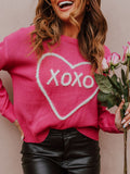 XOXO Round Neck Drop Shoulder Sweater - 7 Semicolon Couture