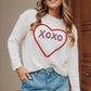 XOXO Round Neck Drop Shoulder Sweater - 7 Semicolon Couture