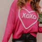 XOXO Round Neck Drop Shoulder Sweater - 7 Semicolon Couture