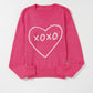 XOXO Round Neck Drop Shoulder Sweater - 7 Semicolon Couture