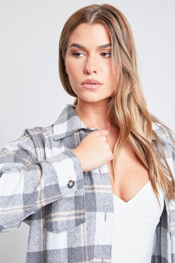 YMI - Plaid Shacket Duster - 7 Semicolon Couture