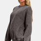 Zenana Full Size Acid Wash Fleece Long Sleeve Sweatshirt - 7 Semicolon Couture