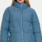 Zenana Zip Up Turtleneck Puffer Jacket with Pockets - 7 Semicolon Couture